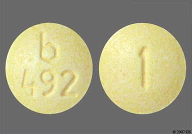 Yellow Round b 492 - Alprazolam 1mg Extended-Release Tablet