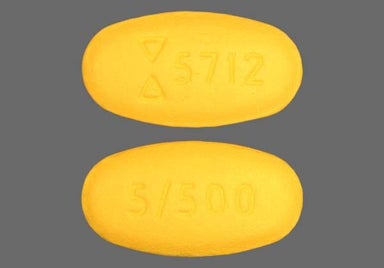 Yellow Oval LOGO 5712 - Glyburide/Metformin Hydrochloride 5mg-500mg Tablet