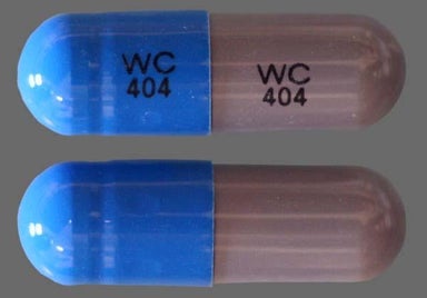 Blue, Gray Capsule WC 404 WC 404 - Ampicillin 500mg Capsule