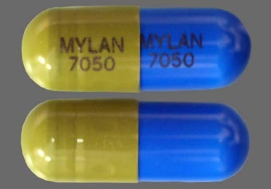 Blue And Green Mylan 7050 Mylan 7050 - Loxapine Succinate 50mg Capsule