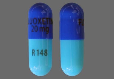 Blue Capsule FLUOXETINE 20mg R 148 - Fluoxetine Hydrochloride 20mg Capsule
