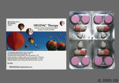 Orange, White Capsule PG 12 - Helidac 262.4mg-250mg-500mg Therapy Kit