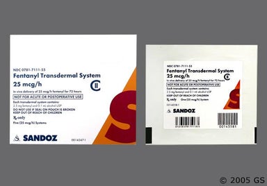 Rectangular - Fentanyl 25mcg/hr Transdermal Patch