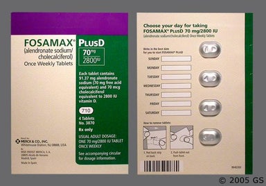 White Oblong LOGO - Fosamax Plus D 70mg-2800units Tablet