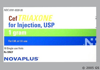 Yellow Not applicable - Ceftriaxone 1g Powder for Injection (NOVAPLUS)