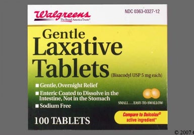 Orange Round 5 - Walgreens Gentle Laxative 5mg Enteric Coated Tablet