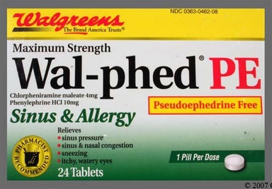 White Round 44 462 - Wal-phed PE Sinus and Allergy 4mg-10mg Tablet