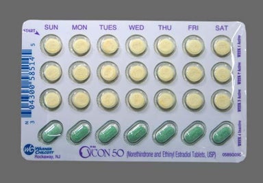 Green Oblong 850 - Ovcon 50 28-Day Tablet