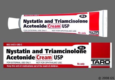 white - Nystatin/Triamcinolone Acetonide 100000unit/g-0.1% Topical Cream