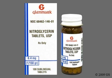 White 4 - Nitroglycerin 0.4mg Sublingual Tablet