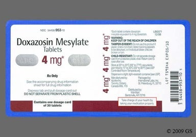 White Oblong APO - Doxazosin Mesylate 4mg Tablet