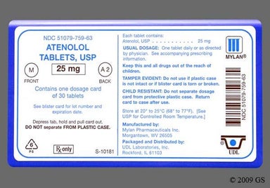 White Round A2 - Atenolol 25mg Tablet