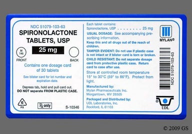 White Round M 146 - Spironolactone 25mg Tablet