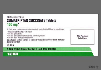 Pink Oblong 224 - Sumatriptan Succinate 100mg Tablet