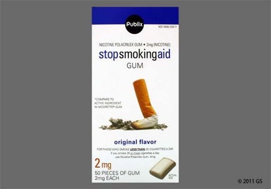 tan rectangular - Publix Stop Smoking Aid 2mg Chewing Gum
