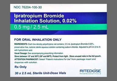 Colorless Not applicable - Ipratropium Bromide 0.02% Solution for Inhalation