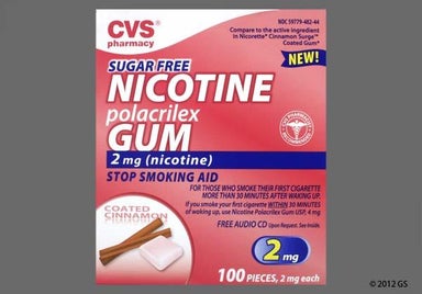 pink square - CVS Nicotine Polacrilex 2mg Chewing Gum (Cinnamon)