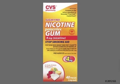 peach rectangular - CVS Nicotine Polacrilex 4mg Chewing Gum (Fruit)