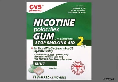 tan rectangular - CVS Nicotine Polacrilex 2mg Chewing Gum (Mint)