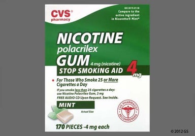 tan rectangular - CVS Nicotine Polacrilex 4mg Chewing Gum (Mint)