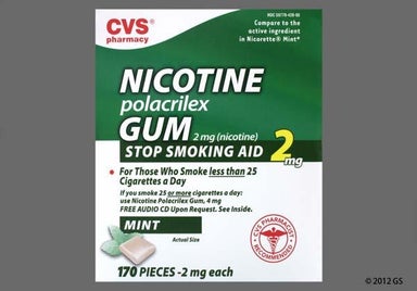 tan rectangular - CVS Nicotine Polacrilex 2mg Chewing Gum (Mint)