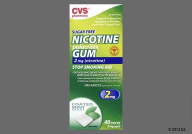 white square - CVS Nicotine Polacrilex 2mg Chewing Gum (Coated Mint)