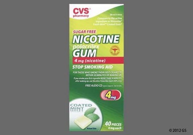 white square - CVS Nicotine Polacrilex 4mg Chewing Gum (Mint)