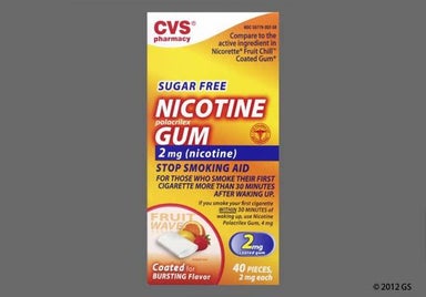 white rectangular - CVS Nicotine Polacrilex 2mg Chewing Gum (Fruit Wave)