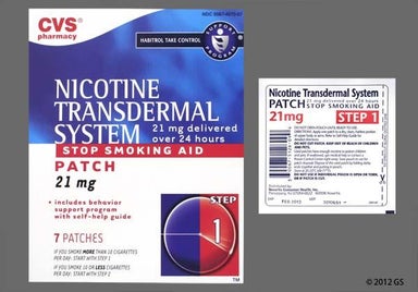Beige Round - CVS Nicotine 21mg/24hr Transdermal System Patch