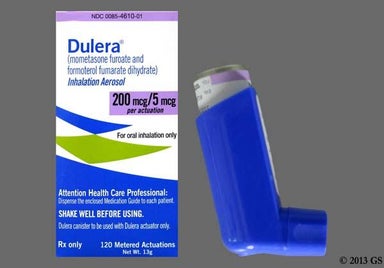 White, Yellow Not applicable - Dulera 200mcg-5mcg/actuation Inhalation Aerosol
