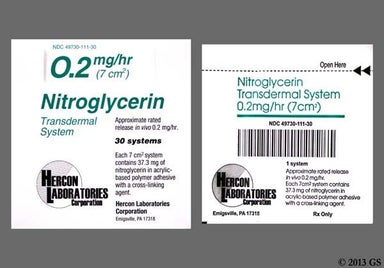 Nitroglycerin 0.2mg/hr Transdermal Patch