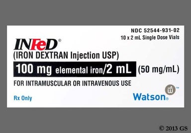 Brown Not applicable - INFeD 100mg/2mL Solution for Injection