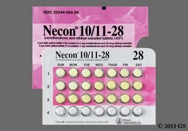 White Round WATSON - Necon 10/11 28-Day 0.035mg-0.5mg/0.035mg-1mg Tablet