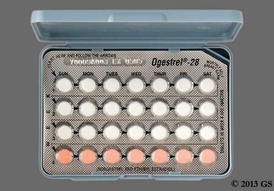 Orange Round WATSON - Ogestrel 0.5/50 28-Day 0.5mg-0.05mg Tablet