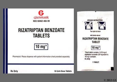 Red-brown Round 466 - Rizatriptan Benzoate 10mg Tablet
