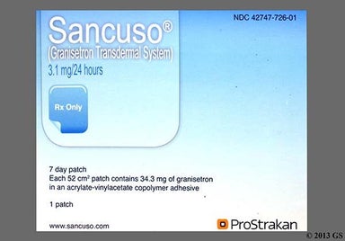 Rectangular Granisetron 3.1 mg/24 hours - Sancuso 3.1mg/24hr Transdermal System