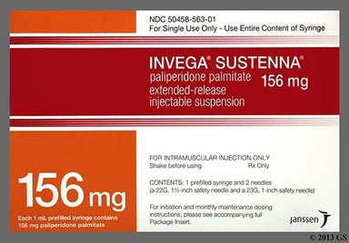 white - INVEGA SUSTENNA 156mg/mL Extended-Release Suspension for Injection