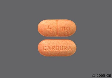 Orange Oblong CARDURA - Doxazosin Mesylate 4mg Tablet