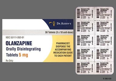 Yellow Oblong R-262 - Olanzapine 5mg Orally Disintegrating Tablet