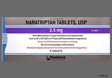 Green Round PAD - Naratriptan Hydrochloride 2.5mg Tablet