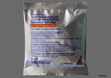 Colorless Not applicable - Ipratropium Bromide/Albuterol Sulfate 0.5mg-3mg/3ml Solution for Inhalation