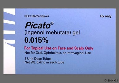 Colorless Not applicable - Picato 0.015% Topical Gel (Face and Scalp Only)