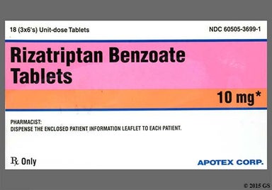 Pink Oblong Rz 10 And Apo - Rizatriptan Benzoate 10mg Tablet