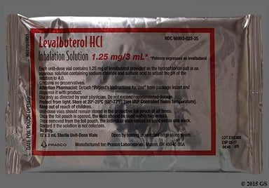 Colorless Not applicable - Levalbuterol Hydrochloride 1.25mg/3mL Solution for Inhalation