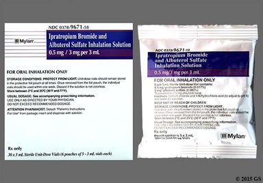 Colorless Not applicable - Ipratropium Bromide/Albuterol Sulfate 0.5mg-3mg/3ml Solution for Inhalation