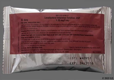 Colorless Not applicable - Levalbuterol Hydrochloride 1.25mg/3mL Solution for Inhalation