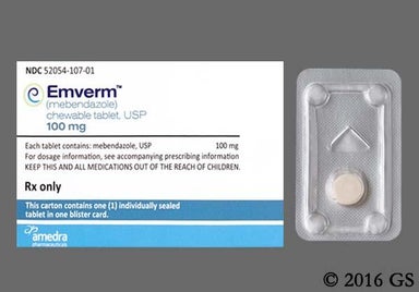 Peach Round ap 107 - Emverm 100mg Chewable Tablet
