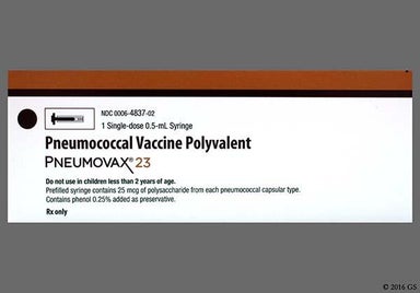 Colorless Not applicable - Pneumovax-23 25mcg/isolate Prefilled Syringe Solution for Injection