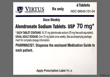 White Oval AP205 - Alendronate Sodium 70mg Tablet