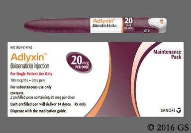 Colorless Not applicable - Adlyxin 20mcg Pre-Filled Pen Maintenance Pack